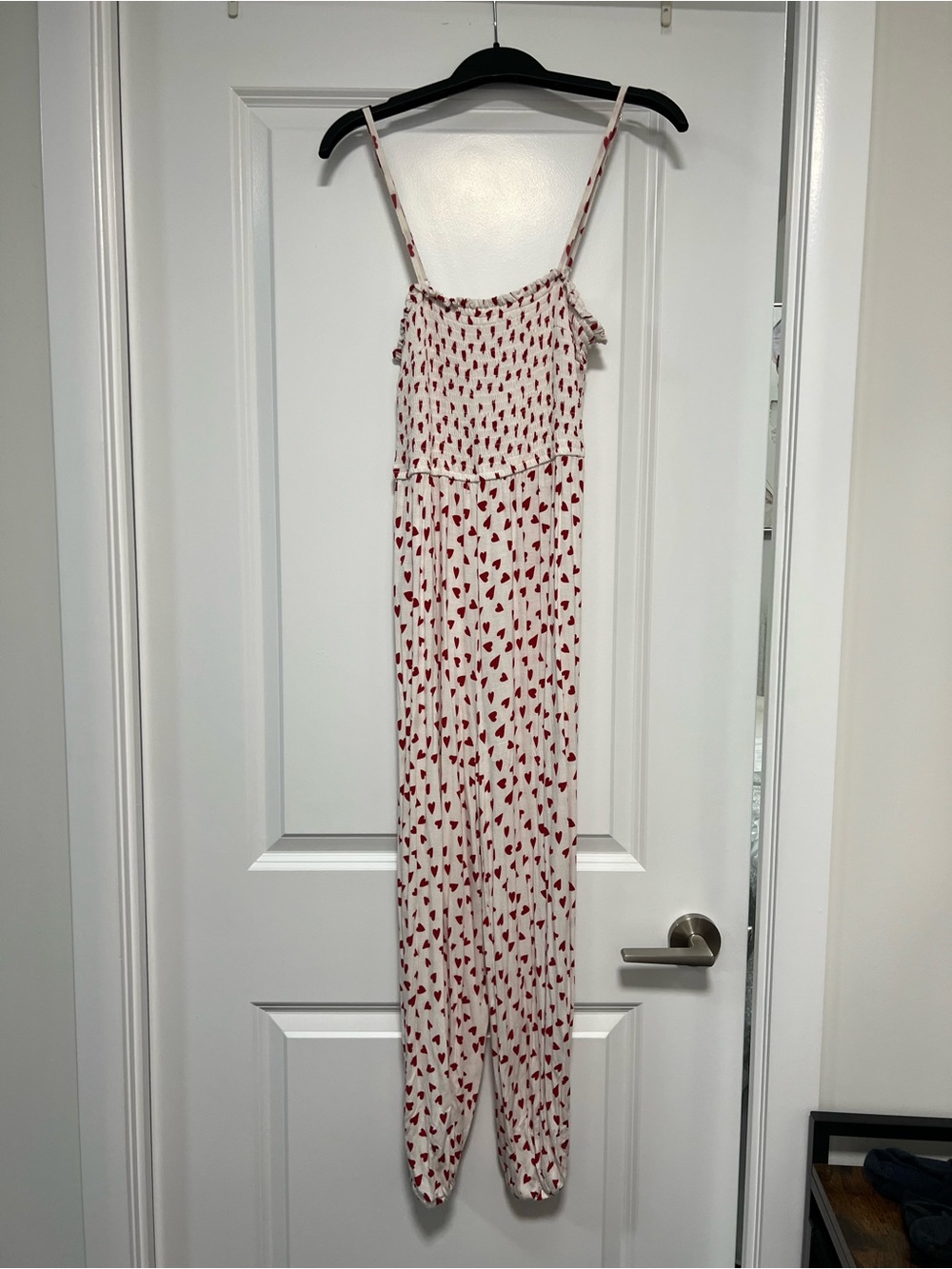 Forever 21 White Jumpsuit with Red Heart Print